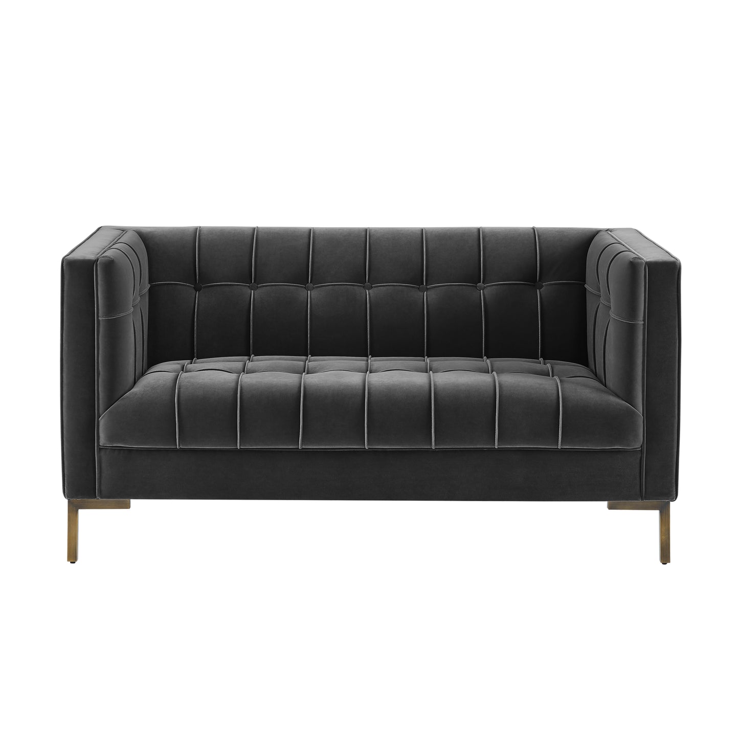 Isaac Stitch Velvet Loveseat - Dark Gray