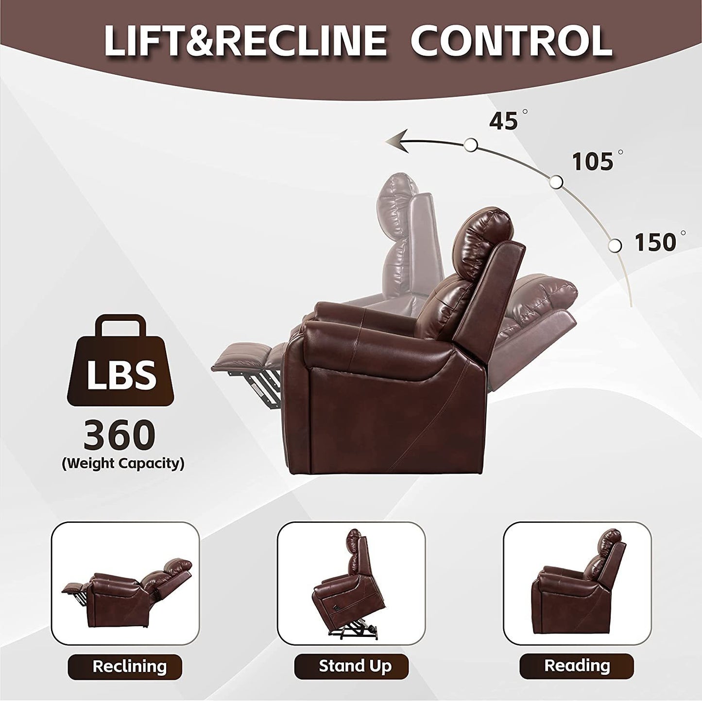 Mook Power Lift Chair Recliners - Red Brown