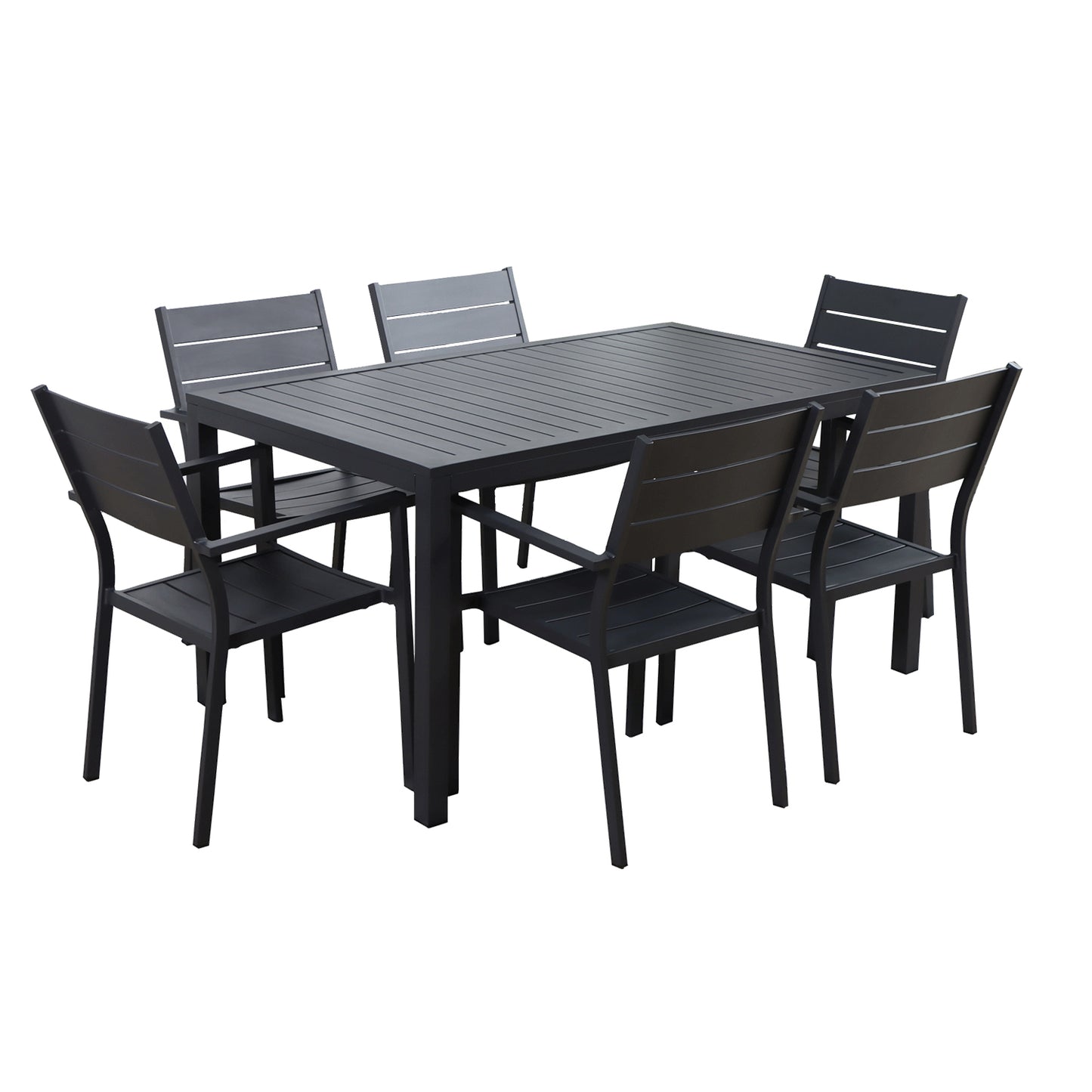 Tobi Outdoor Rectangle Aluminum Dining Table - Black