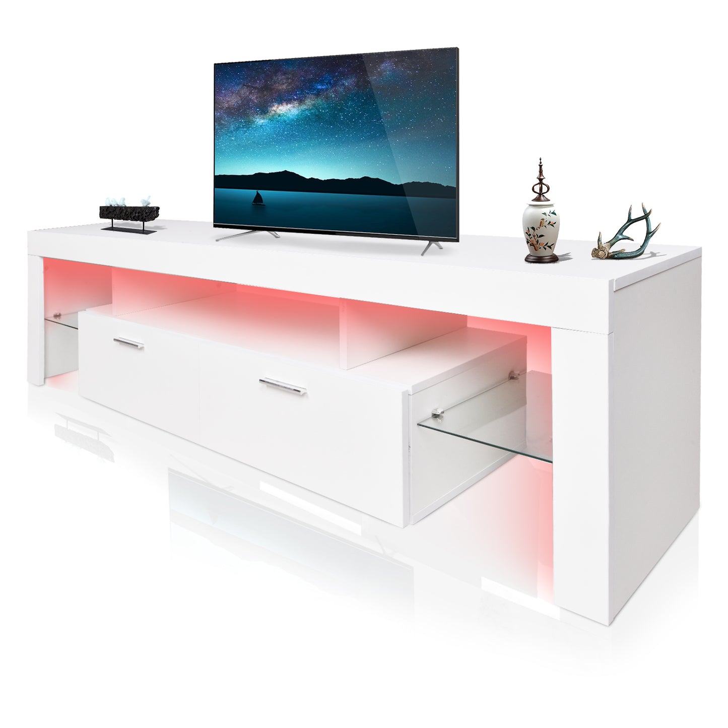 Feno TV Stand with LED Lights - White