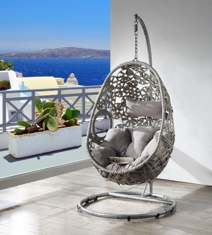 Sigar Patio Hanging Chair with Stand -  Light Gray