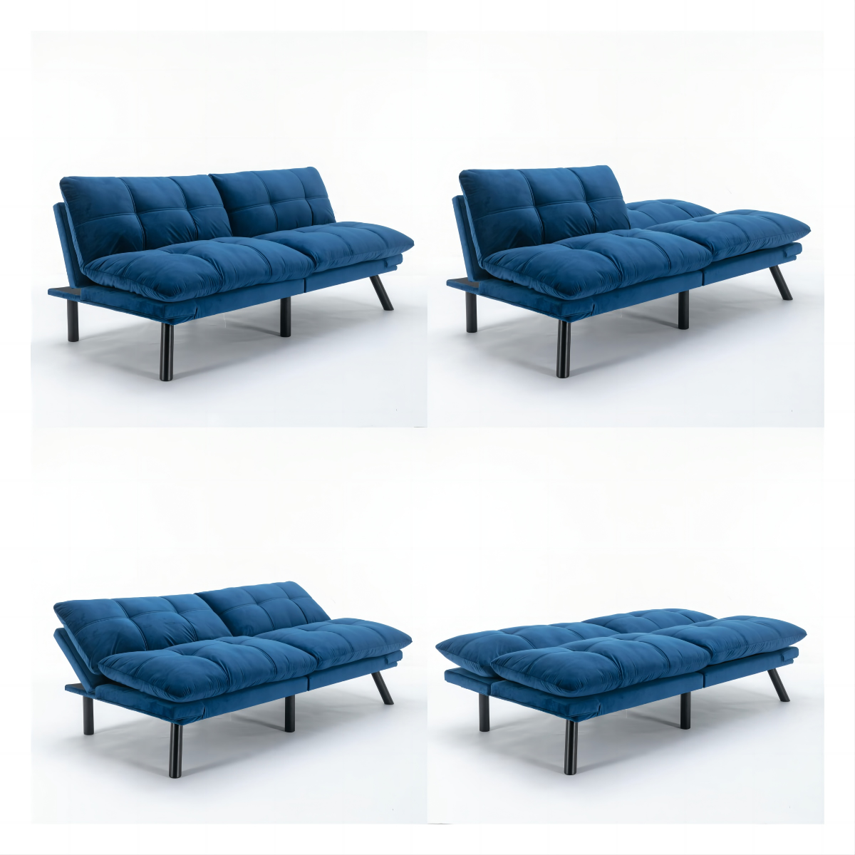 Vega Convertible Folding Modern Sofa Bed - Navy Blue