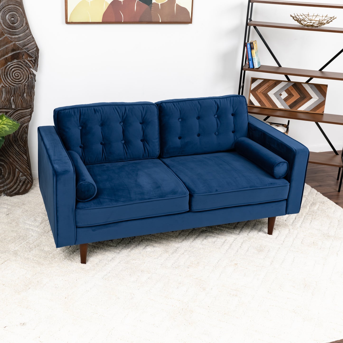 Casey Velvet Loveseat - Blue