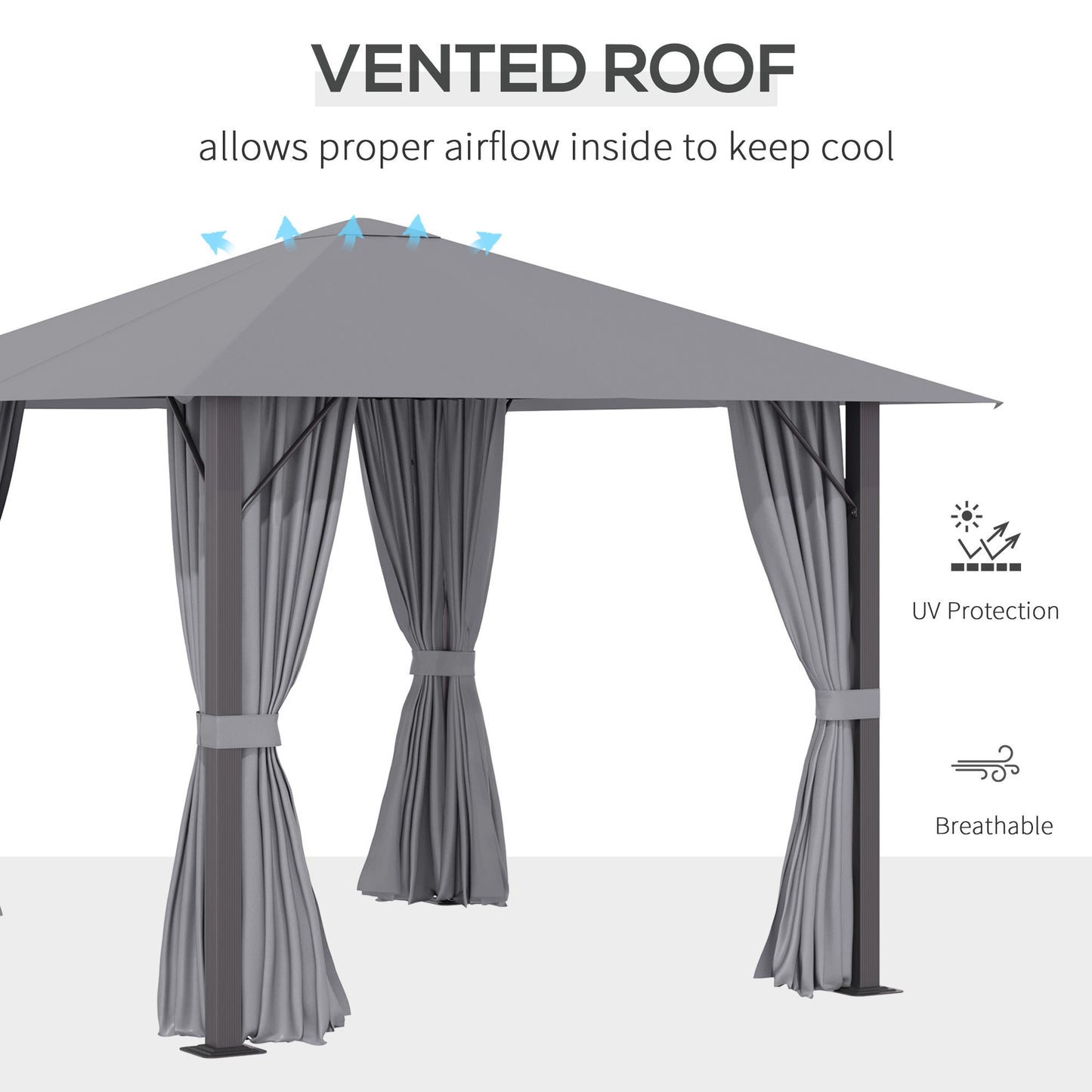 Enola 10 x 10 ft Patio Gazebo Aluminum Frame - Gray