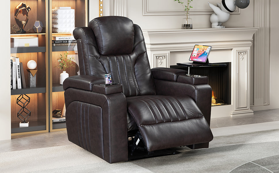 Morris PU Leather Power Recliner - Brown