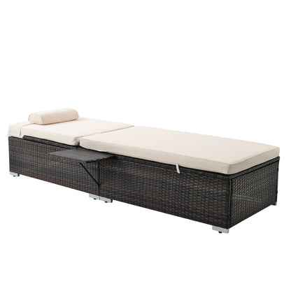 Valencia Outdoor PE Wicker Chaise Lounge  (Set of 2)  - Beige