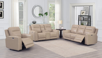 Elena Silhouette Leather Power Reclining  - Tan