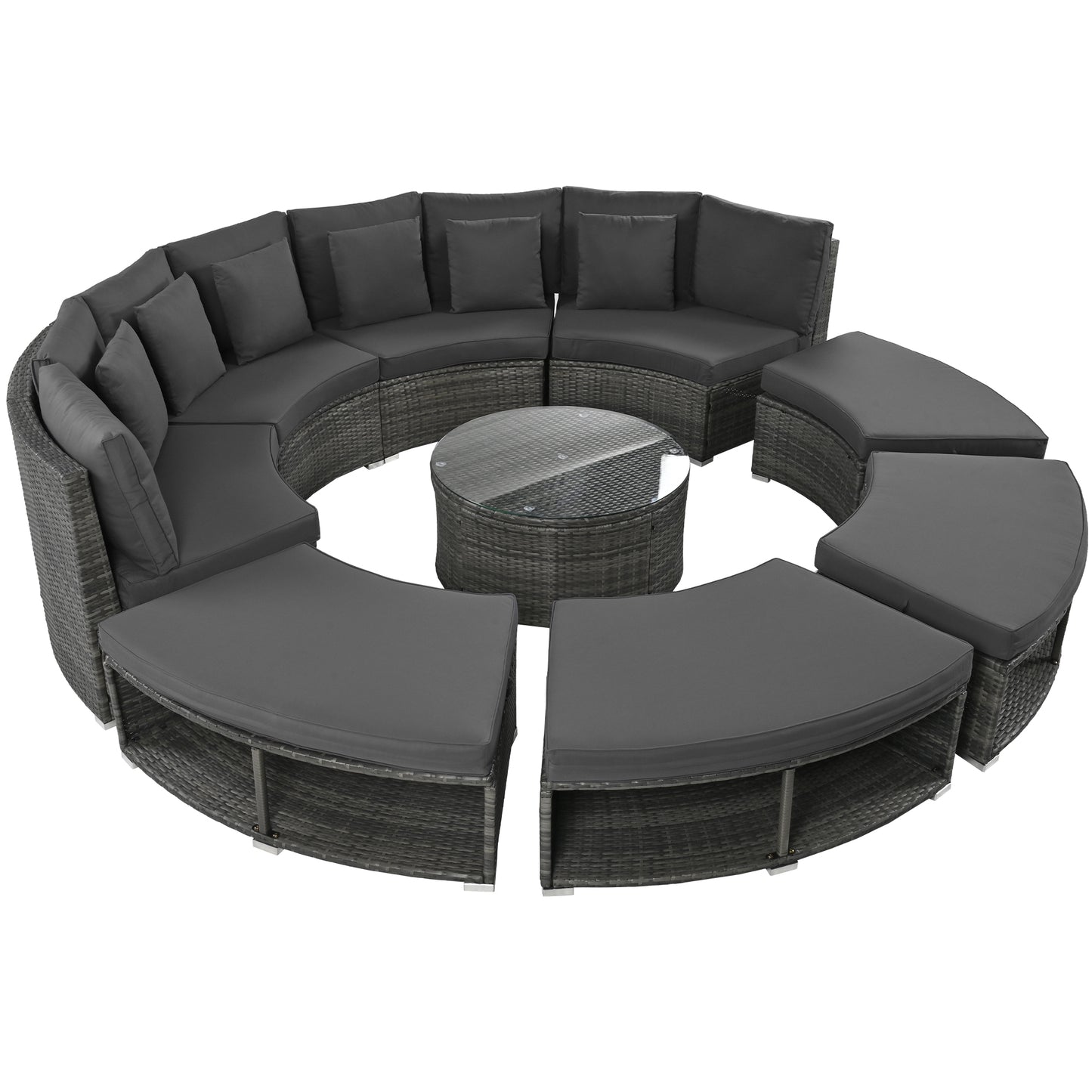 Serrano 9 Pc Outdoor Patio Circular Outdoor Sofa Set - Gray