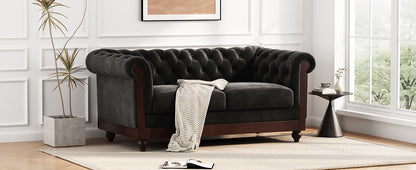 Vivalux Velvet Loveseat Sofa - Black