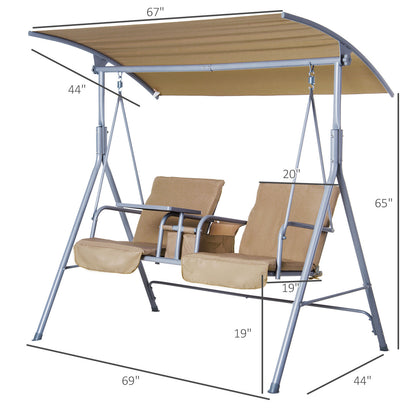 Dorie 2-Seat Patio Swing Chair with Canopy - Beige