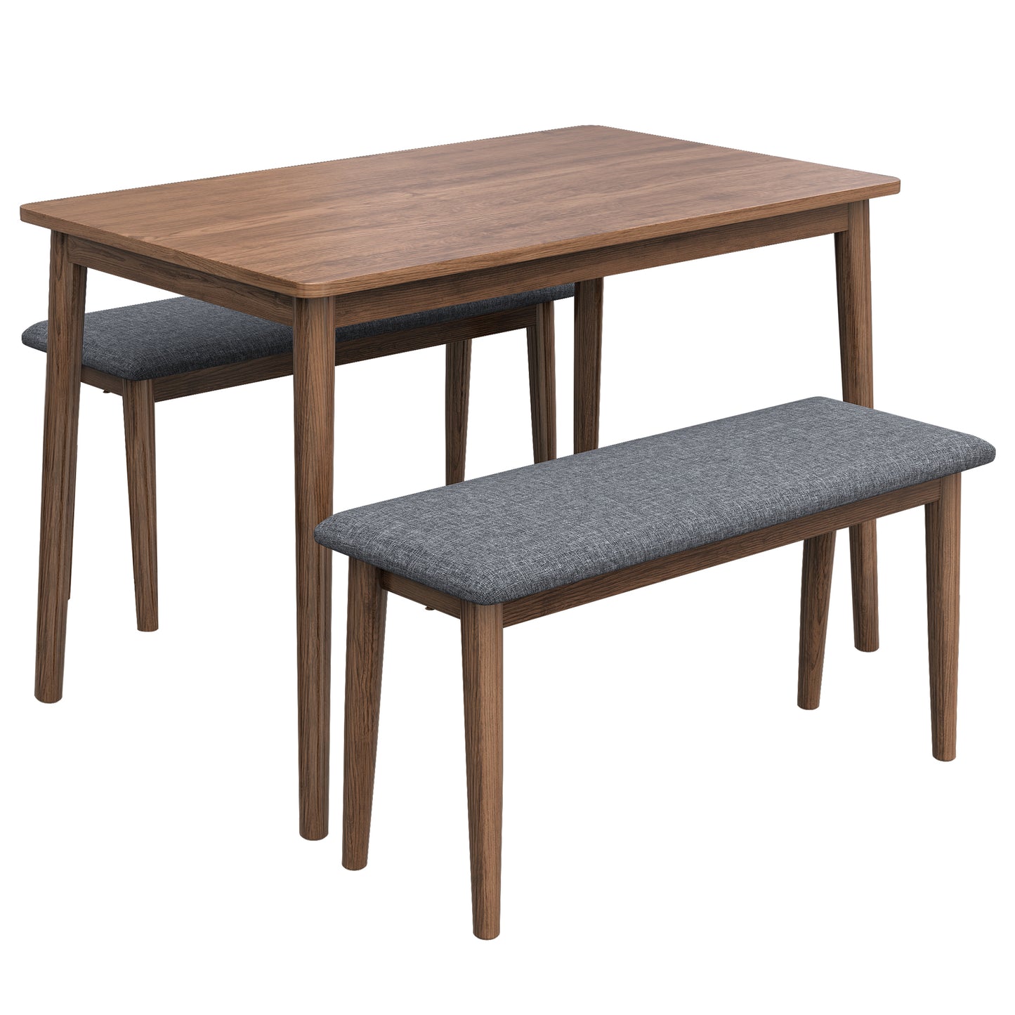 Burchard 3pc Dining Set Table with 2 Benches- Walnut