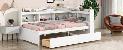 Parker Twin Size Daybed with Bookcases -Drawers - White