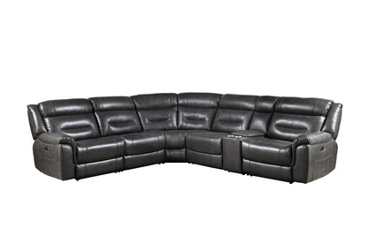 Imogen Leather-Aire Sectional Sofa (Power Motion) - Gray