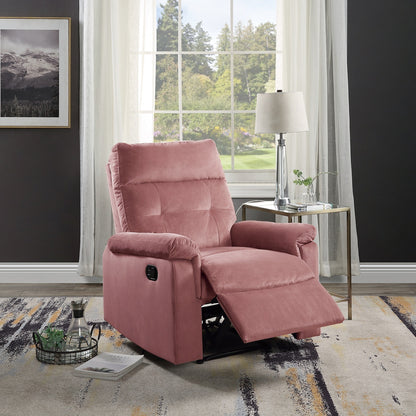 Lester Velvet Recliner Motion Recliner - Blush Pink