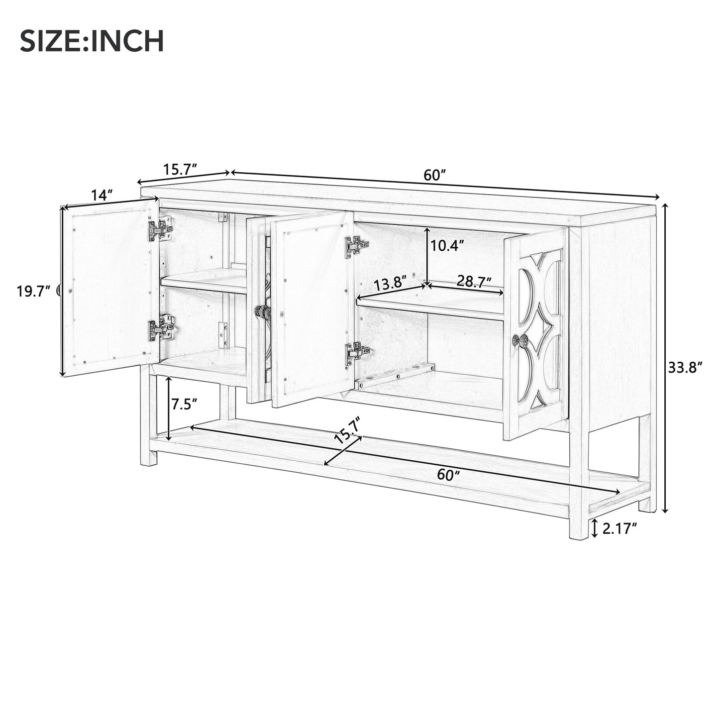 Stasia Sideboard Buffet with Mirrored Doors - Espresso