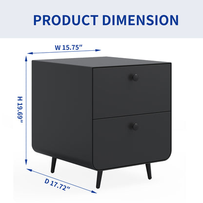 Jif Modern Nightstand With 2 Drawers - Black