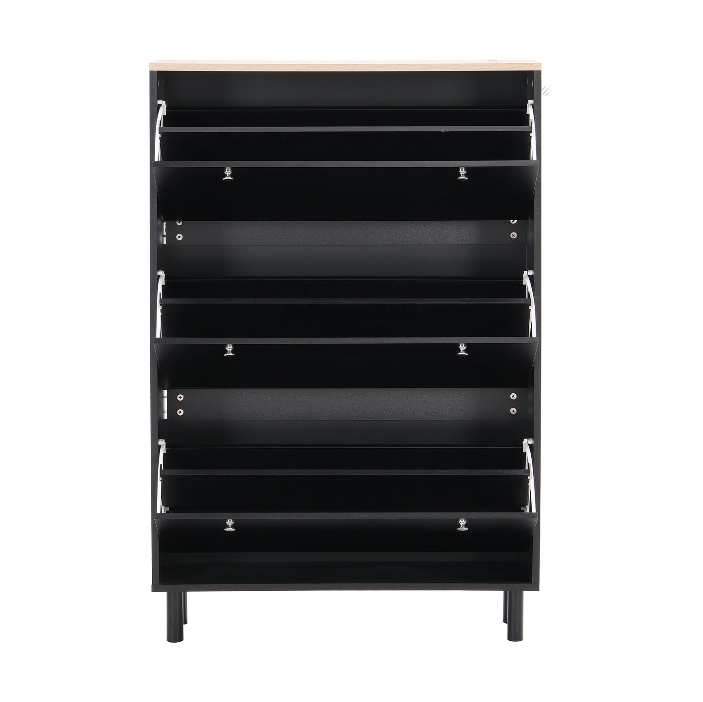 Bio Shoe Cabinet with 3 Flip Drawers - Black