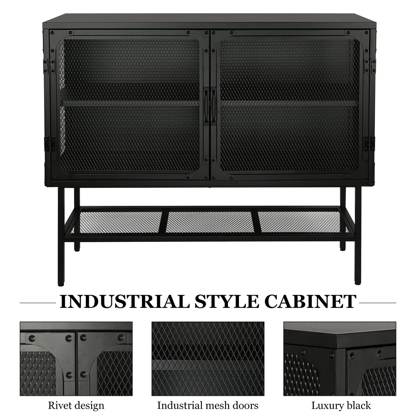 Laso Industrial Double Door Cabinet - Black