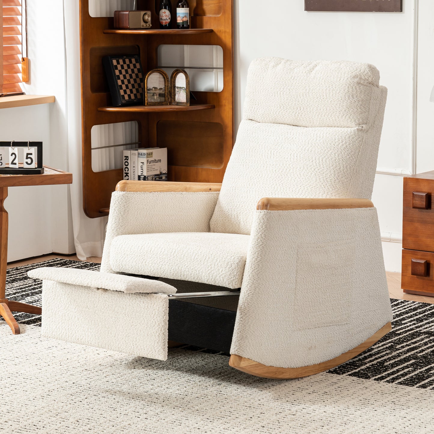 Sion II Accent Rocking Chair with Footrest - Beige