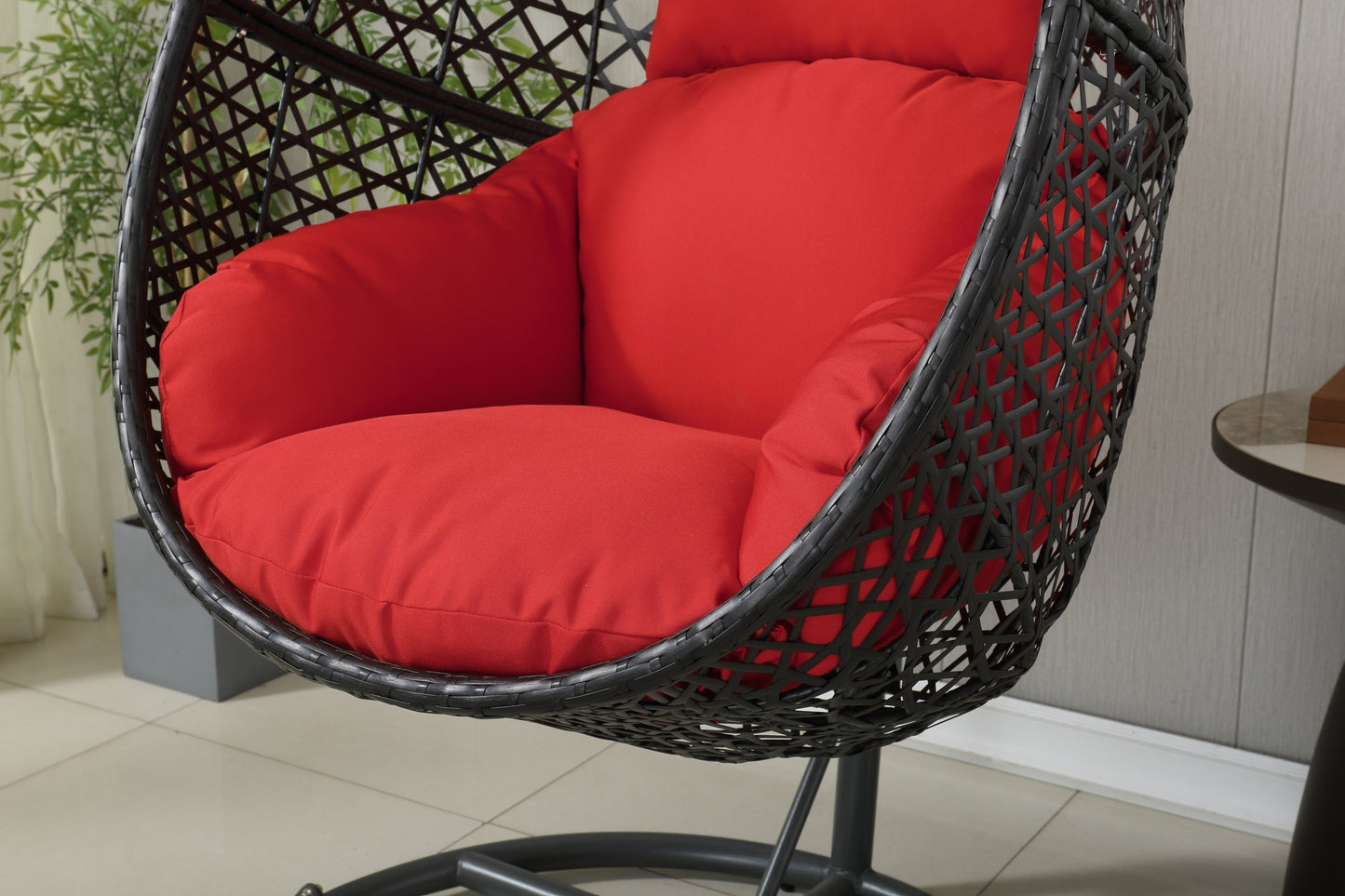 Lulu Patio PE Rattan Swing Chair With Stand - Red