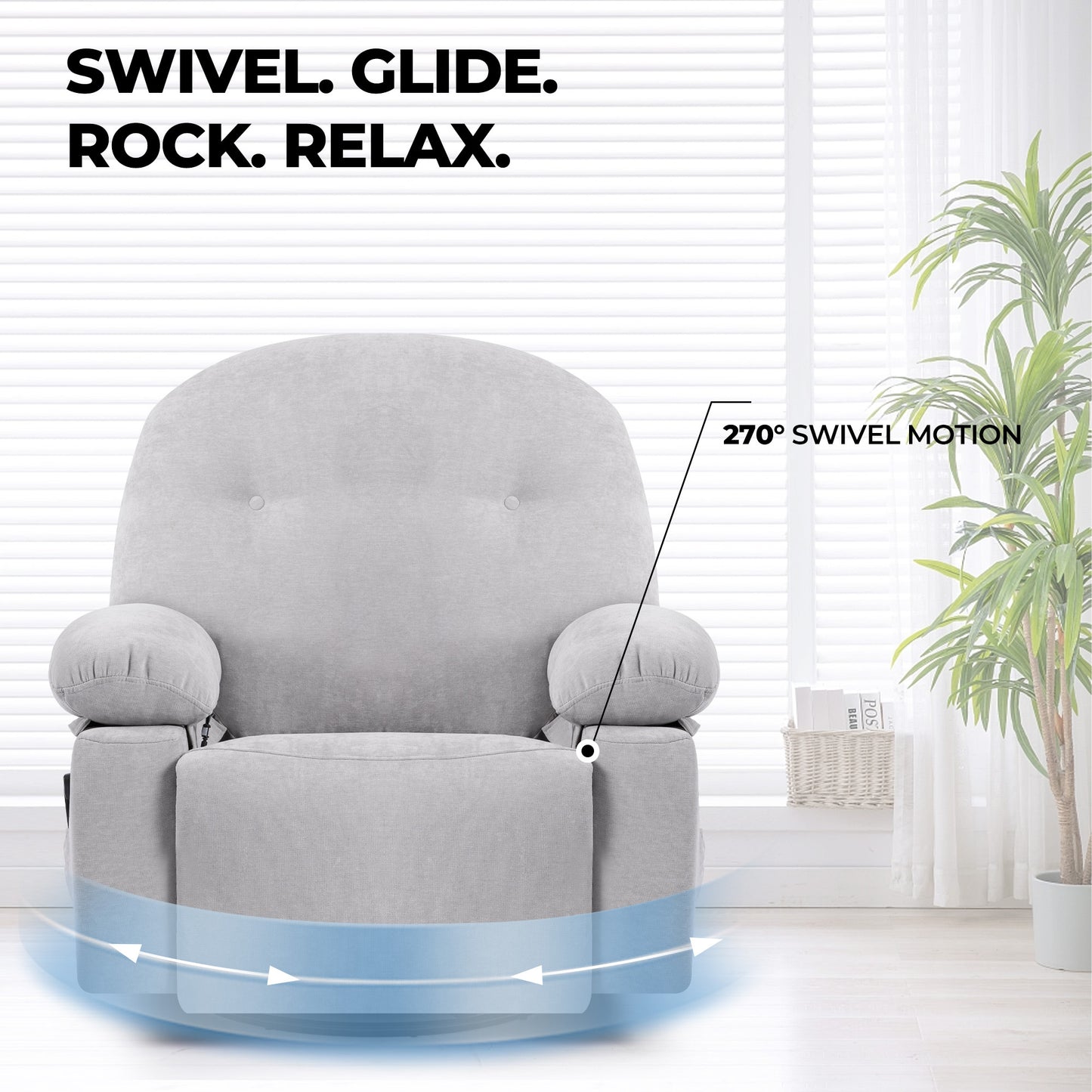 Meza Swivel Massage Rocker Recliner with Heat - Light Gray