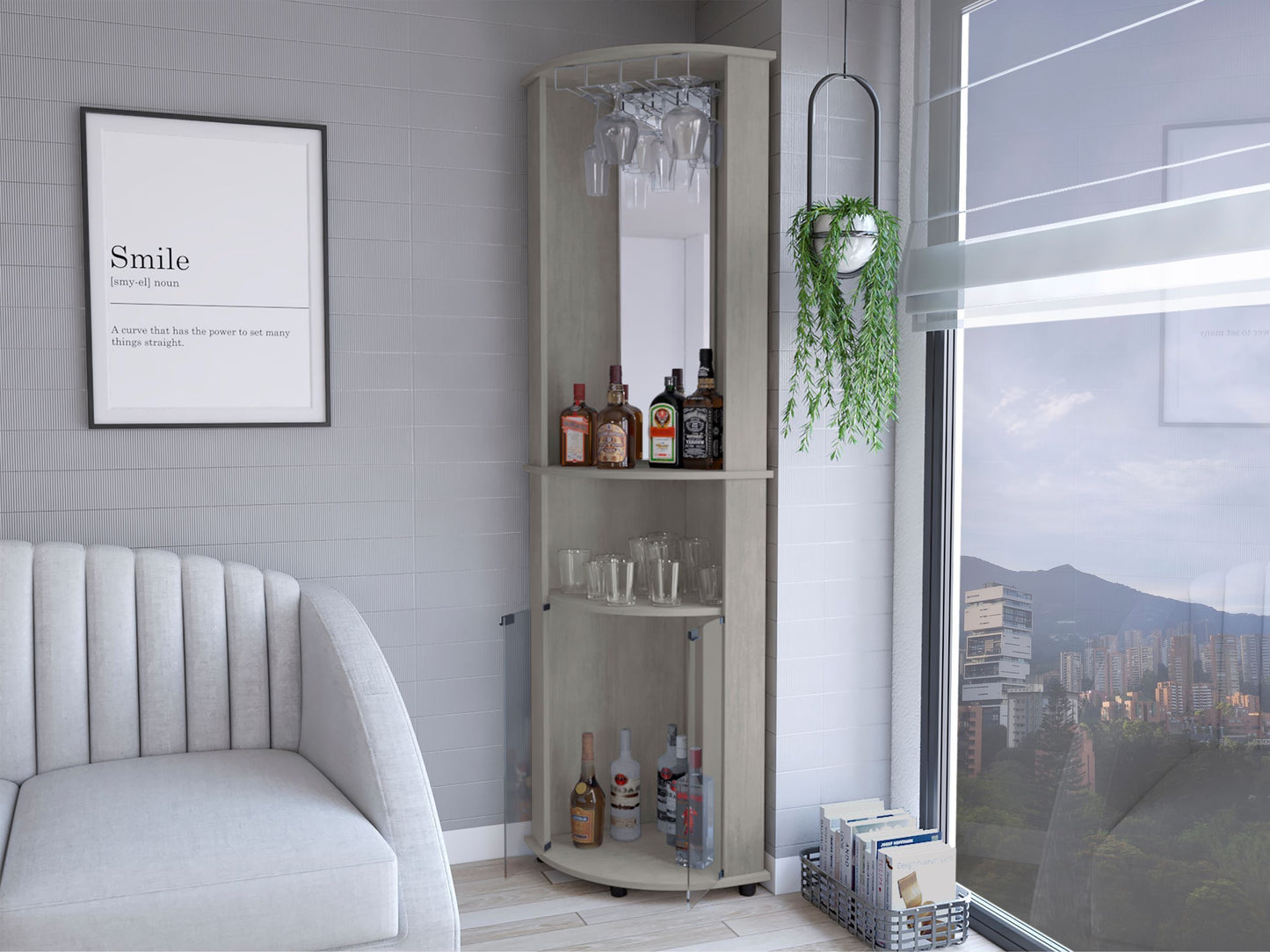 Rialto Corner Bar Cabinet - Gray