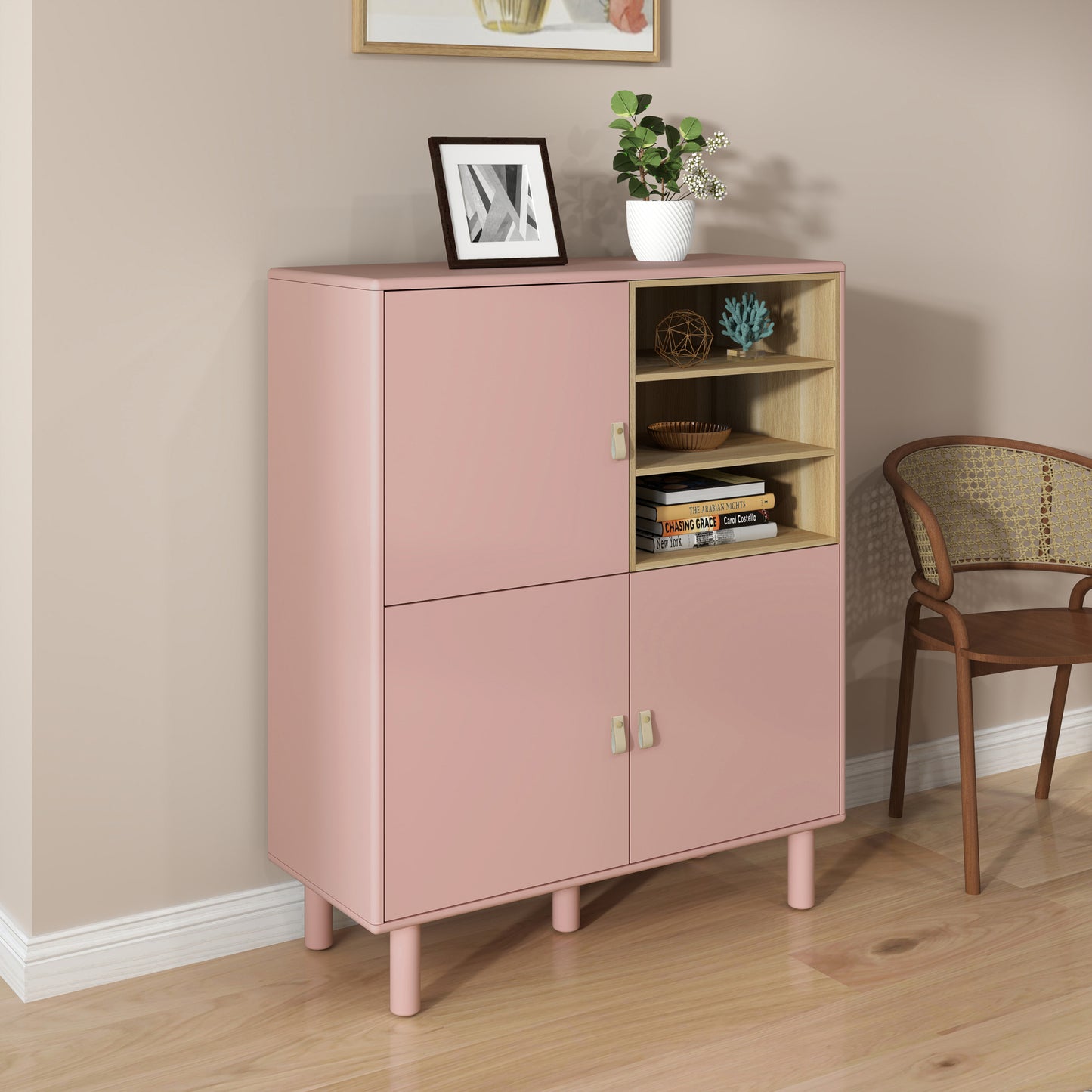 Giga Storage Wooden Cabinet - Pink