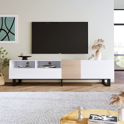 Vato Modern TV Stand Entertainment Center - White