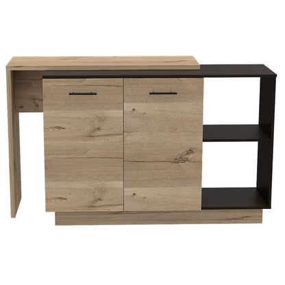 Sicilia Kitchen Island  Three Shelves  -Black + Oak