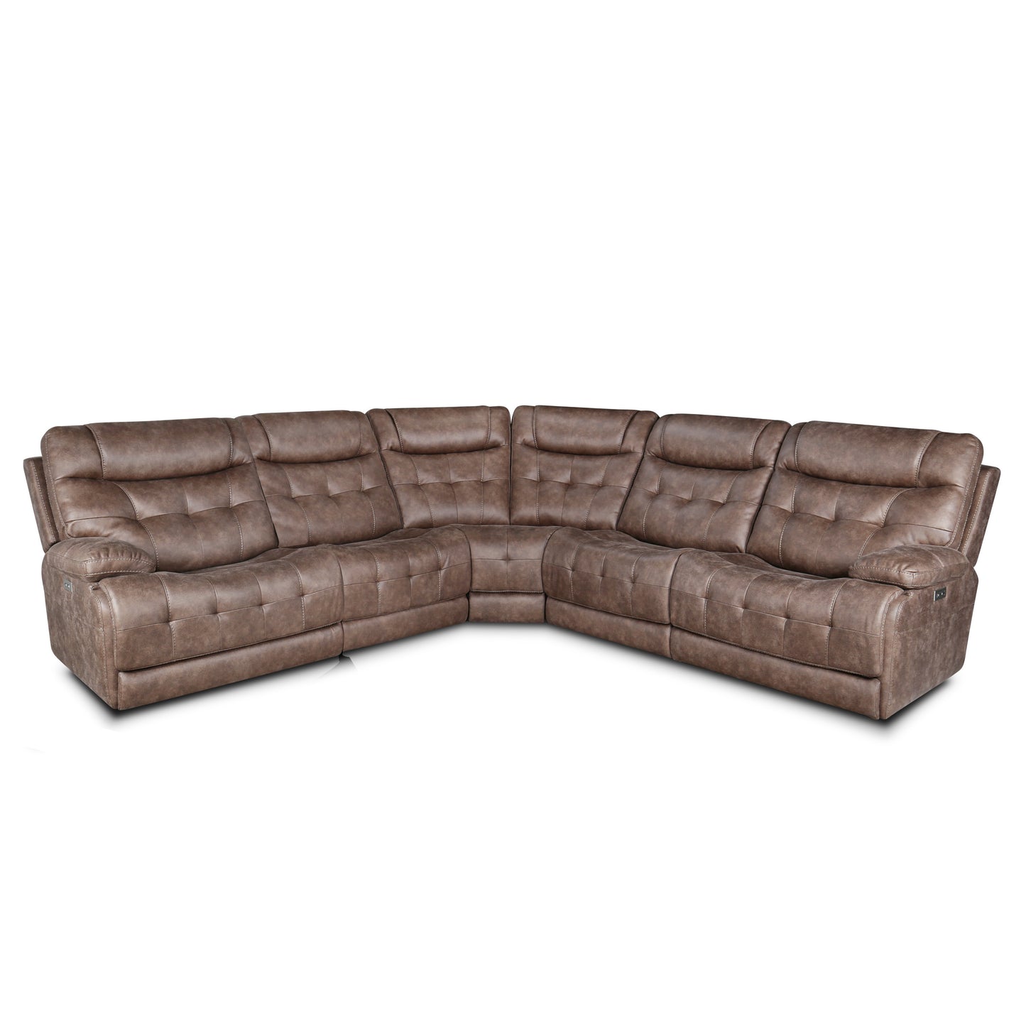 Jerome 5-Piece Modular Power Reclining Sofa Sectional - Brown