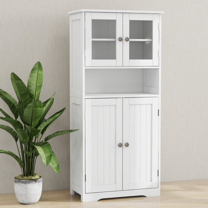 Myra II Storage Cabinet with Glass Doors - White