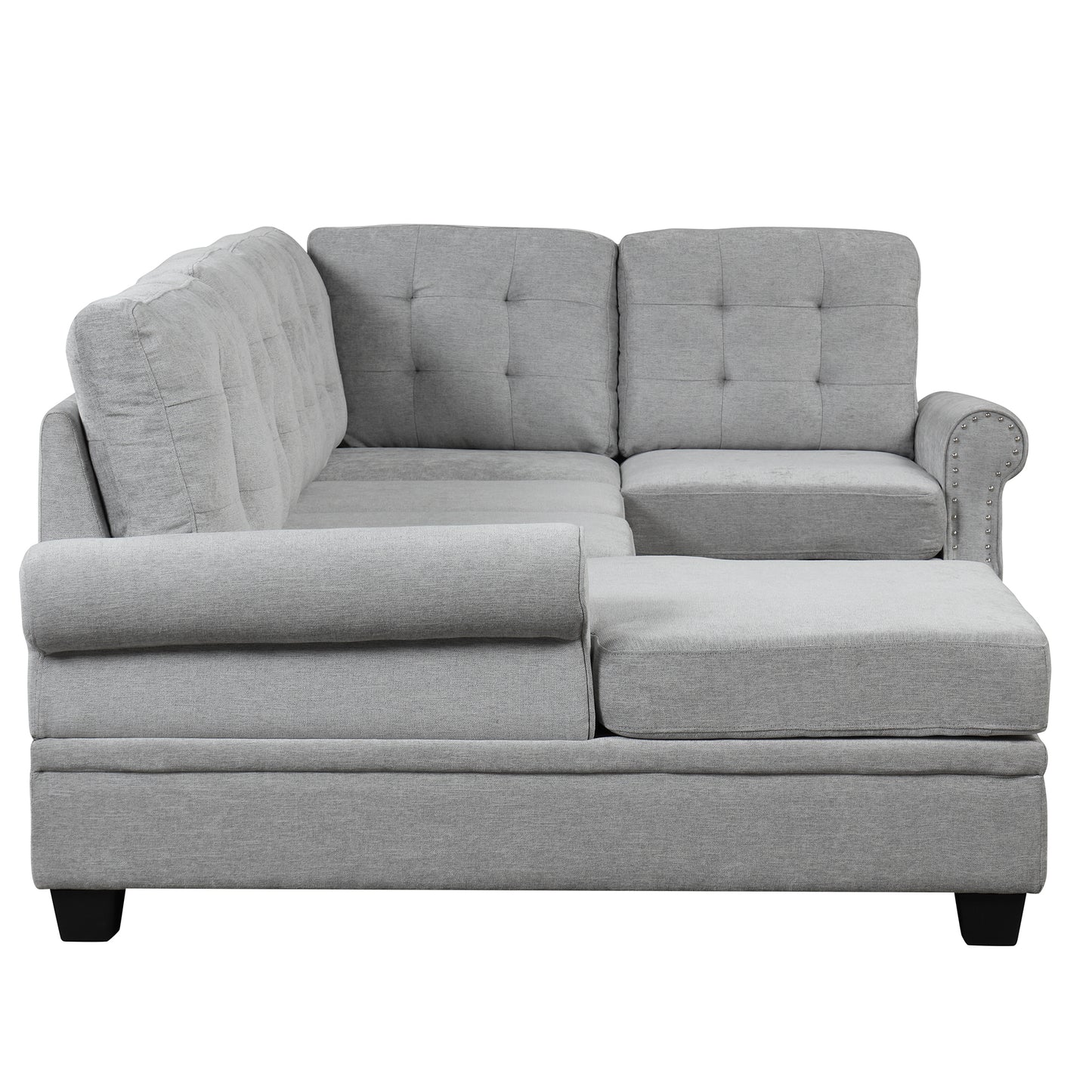 Aisha Modern U-Shaped Corner Sectional Sofa - Gray