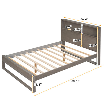 Mora Full Size Platform Bed Frame with Storage - Gray