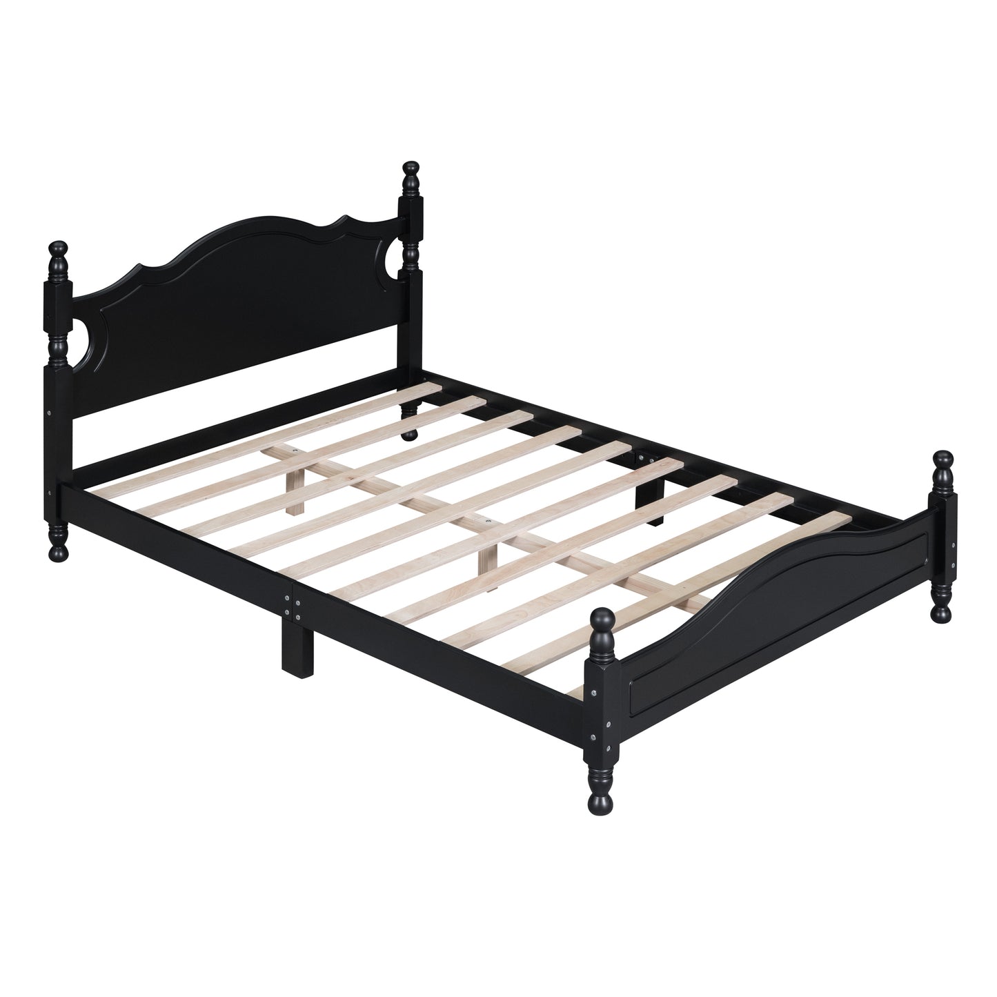 Quarto II Full Size Wood Platform Bed Frame - Black