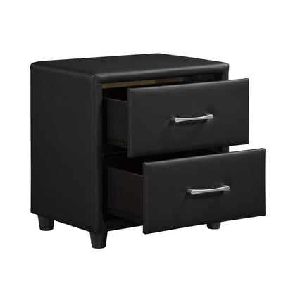 Jasper Faux Leather Nightstand - Black