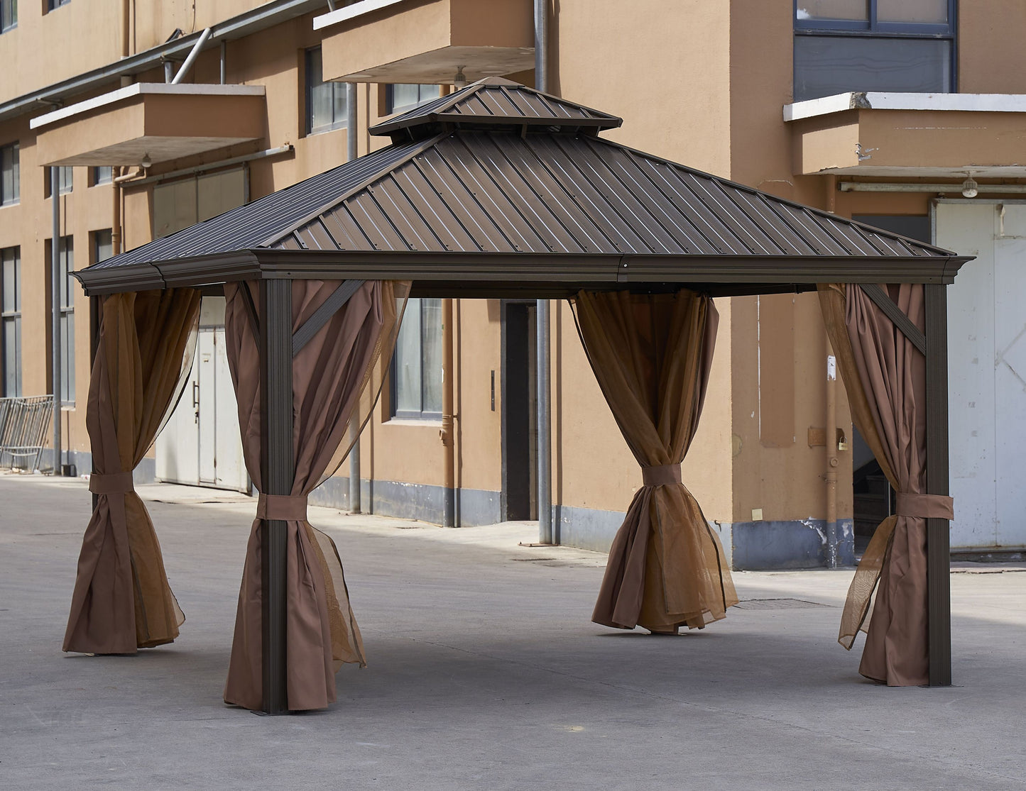 Afix 12 X 12 ft  Permanent Hardtop Gazebo Canopy - Bronze