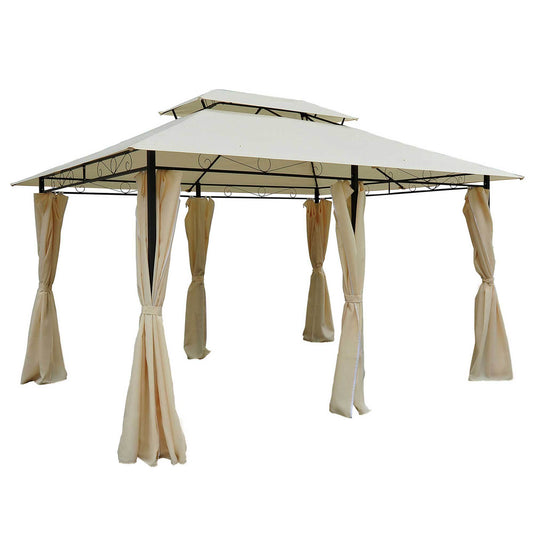 Laurena 10 x 13 ft Patio Gazebo with Curtains - White