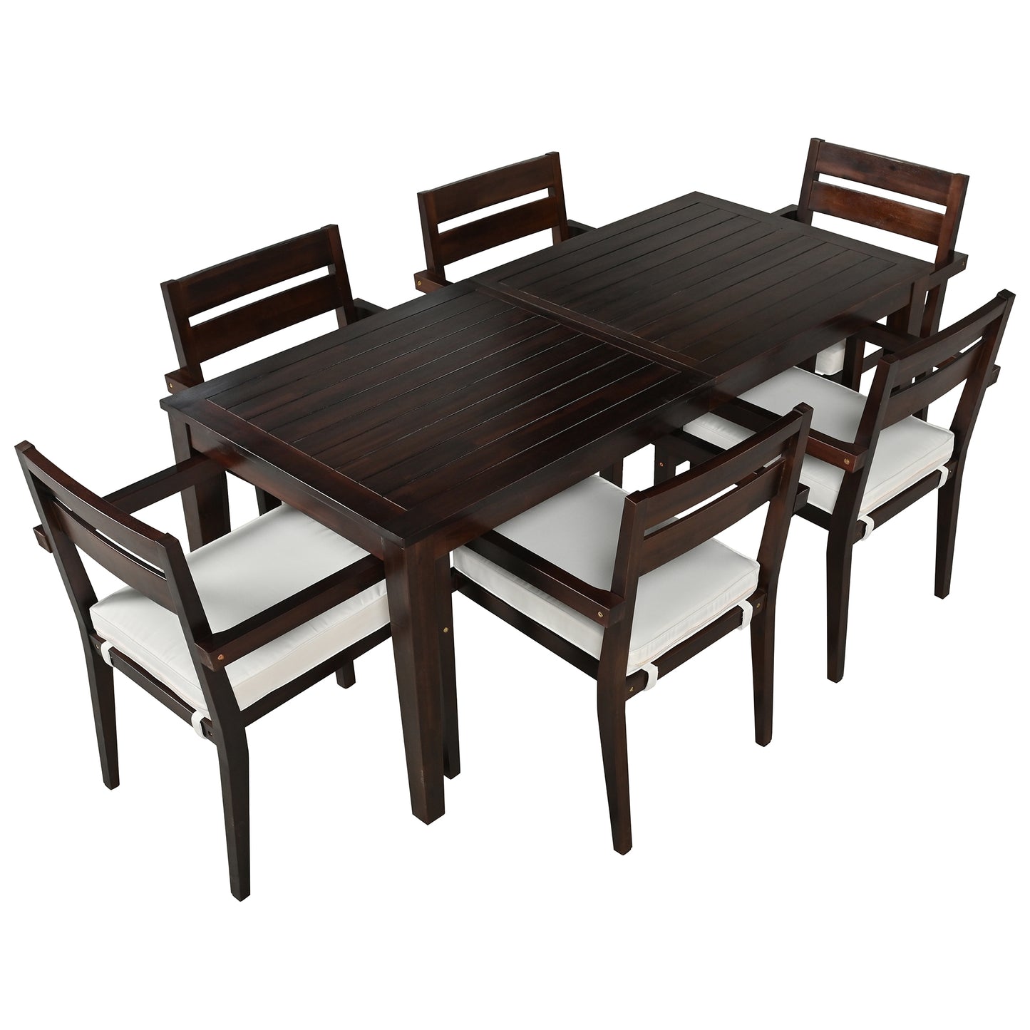 Carver Patio  Acacia Wood Outdoor Dining Table And Chairs Set - Dark Brown