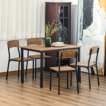 Jiro 5pc Dining Set Rectangular Table 4x Side Chairs - Brown