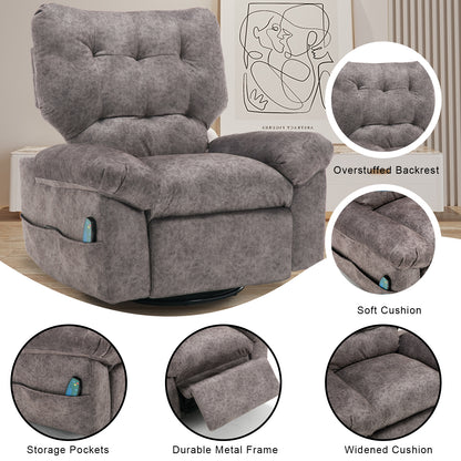 Aria Fabric Rocker Recliner Chair with Massage and Heat - Gray