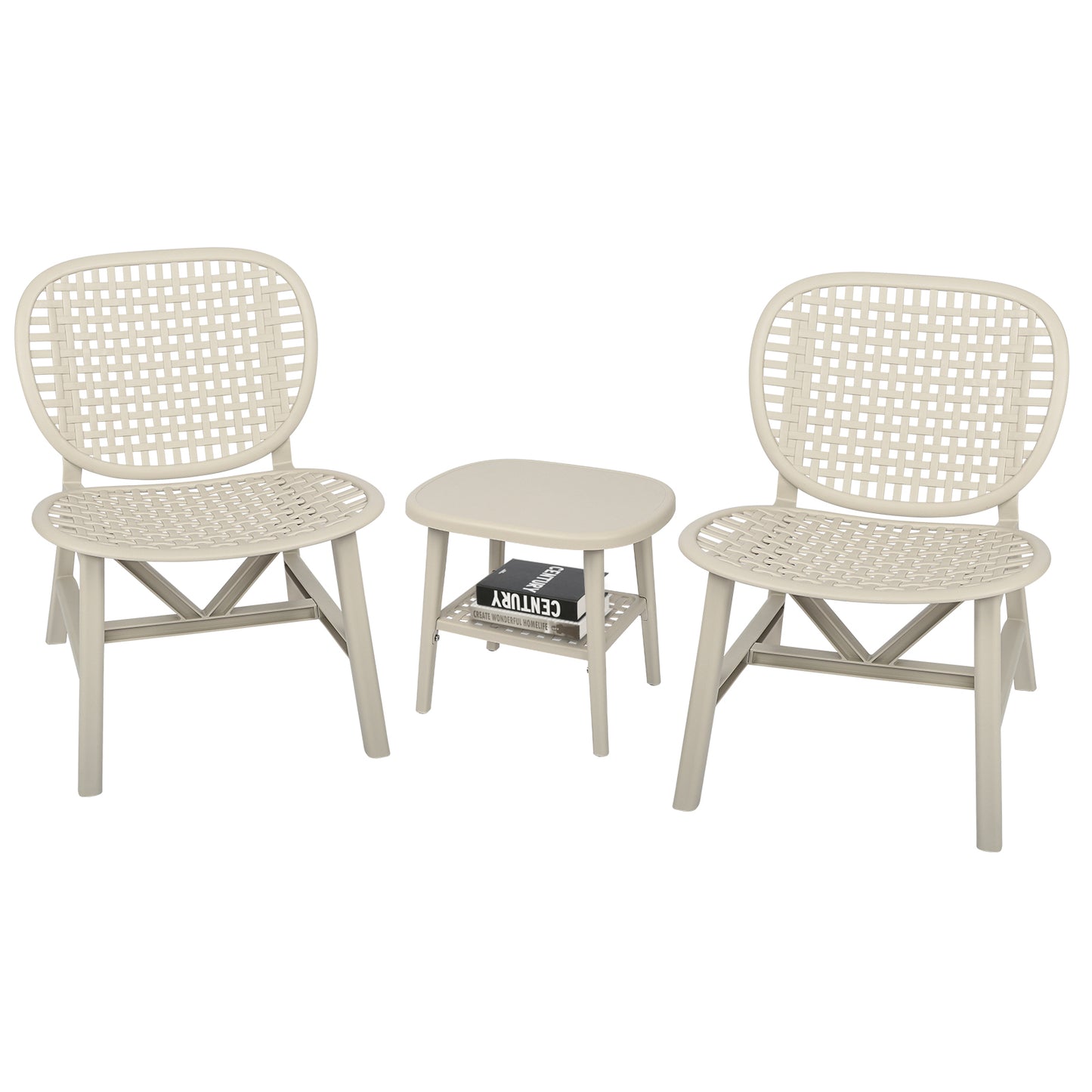 Toccara  3 Pc Retro Patio Table Chair Set - White