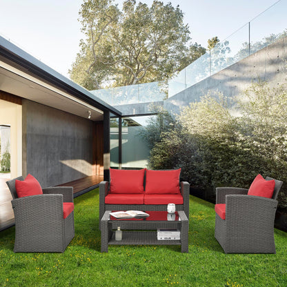 Moray 4 Pc Outdoor Patio Seating Set - Red