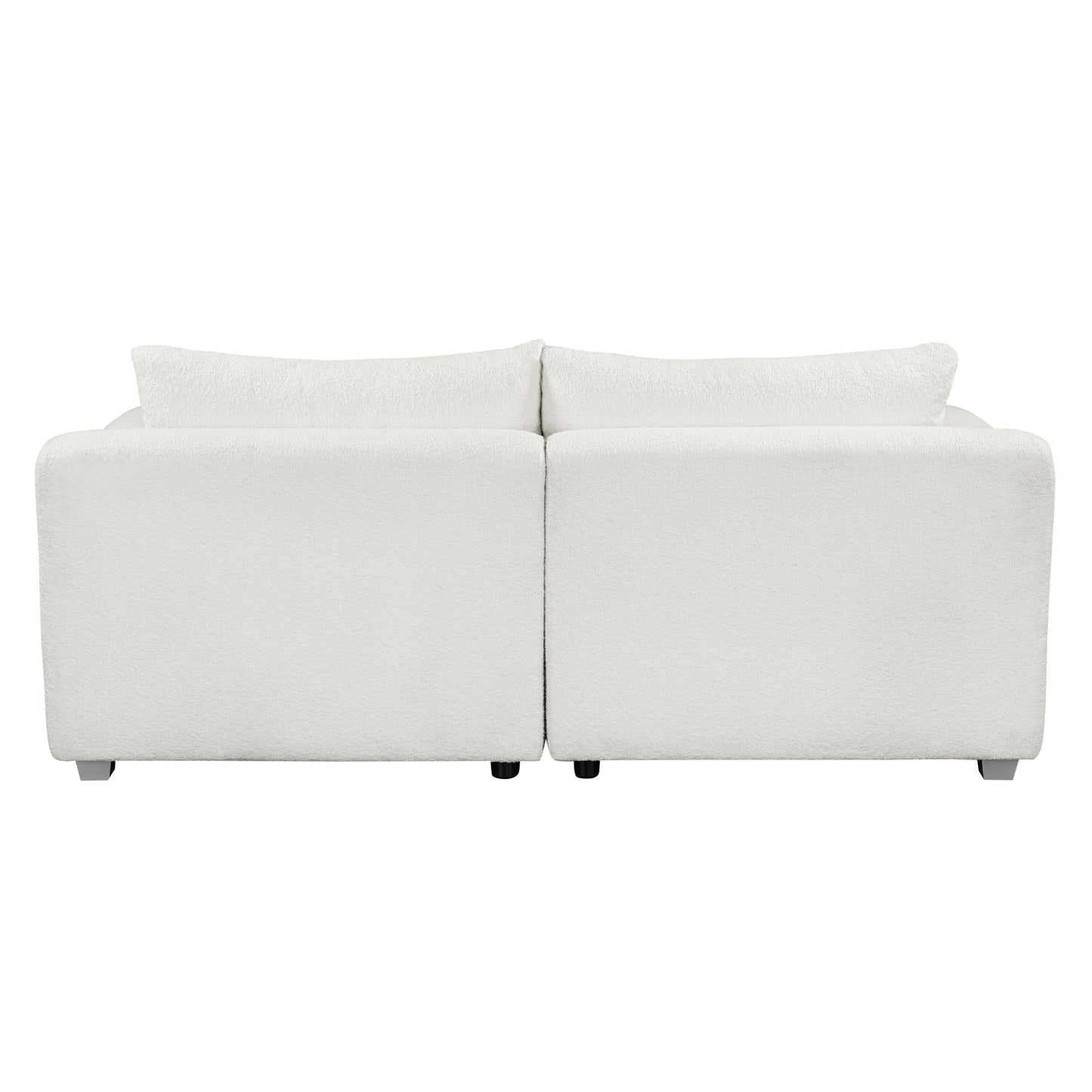 Fabric Sofa with 2 Pillows - White