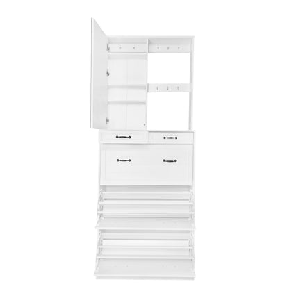 Macer Multi-functional Shoe Cabinet - White