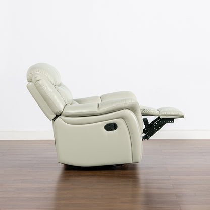 Rover Swivel Glider Push Back Manual Recliner Arm Chair - White