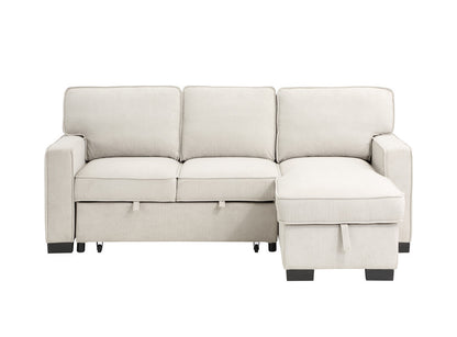 Estelle Fabric Reversible Sleeper Sectional with Drop-Down Table - Beige