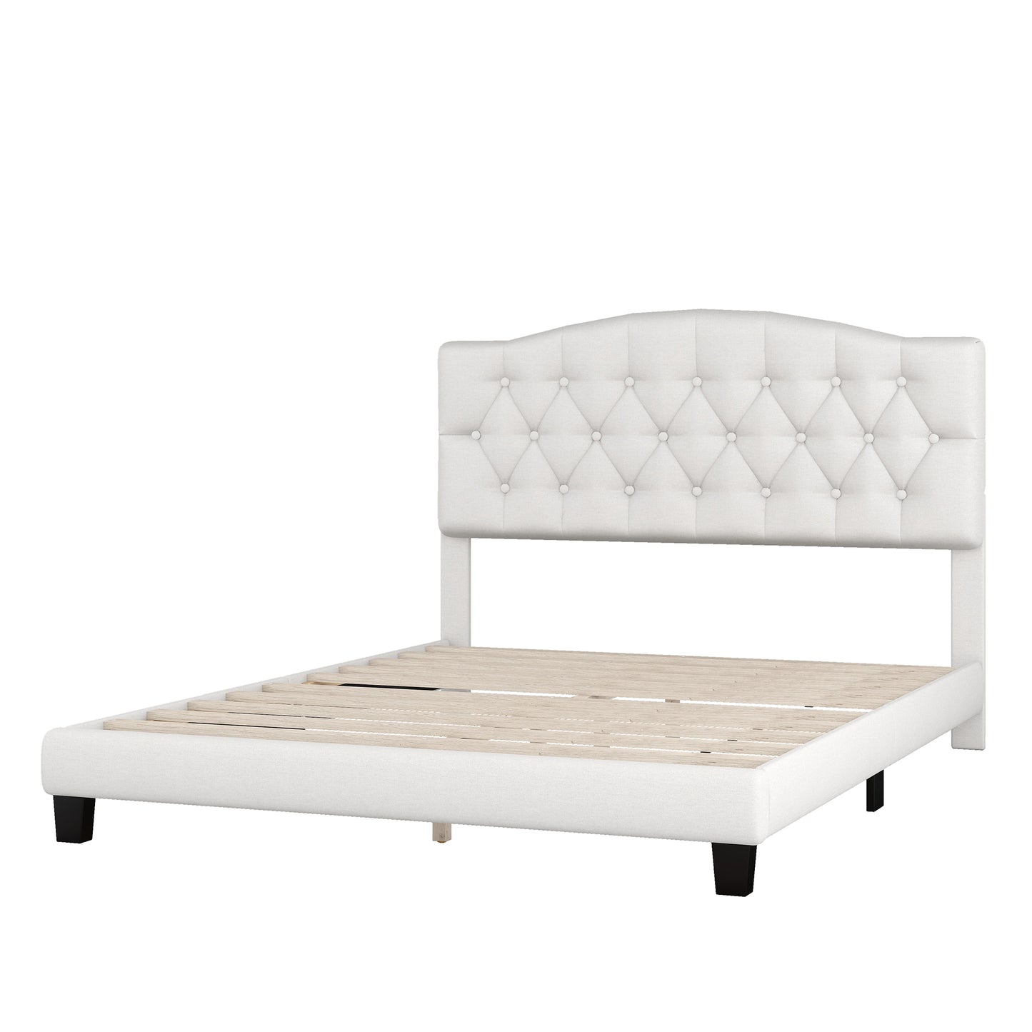 Domoni Queen Size Platform Bed Frame - Beige