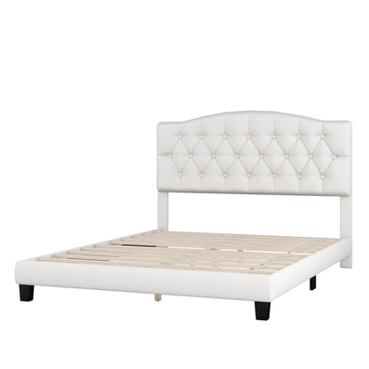 Domoni Queen Size Platform Bed Frame - Beige