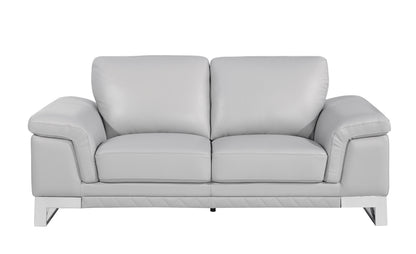 Jessi Top Grain Italian Leather Loveseat - Light Gray