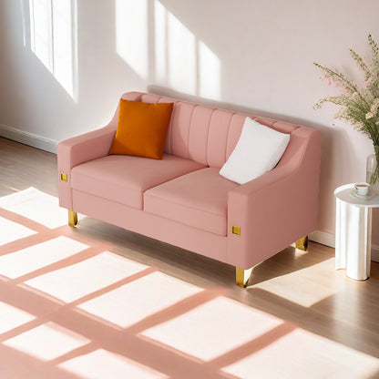 Fexa Velvet Loveseat Sofa - Pink